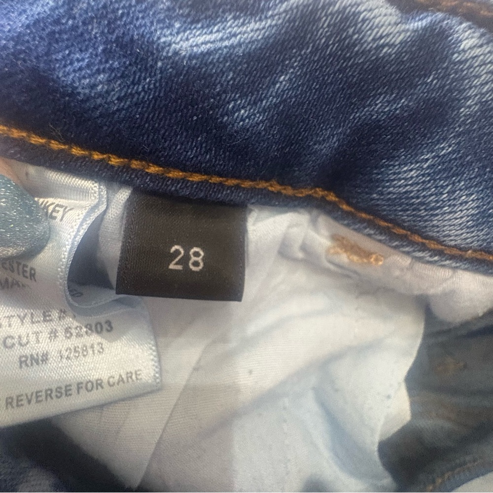 Flying Monkey Two Tone Chevron Flare Jeans Y2K Colorblock Raw Hem 28 - Picture 5 of 14
